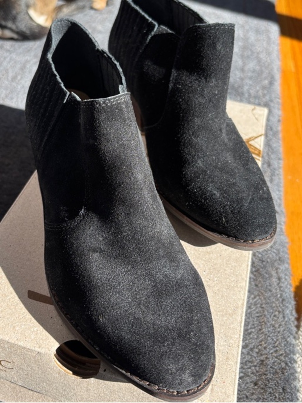 Lucky Brand Black Suede Chelsea Ankle Booties